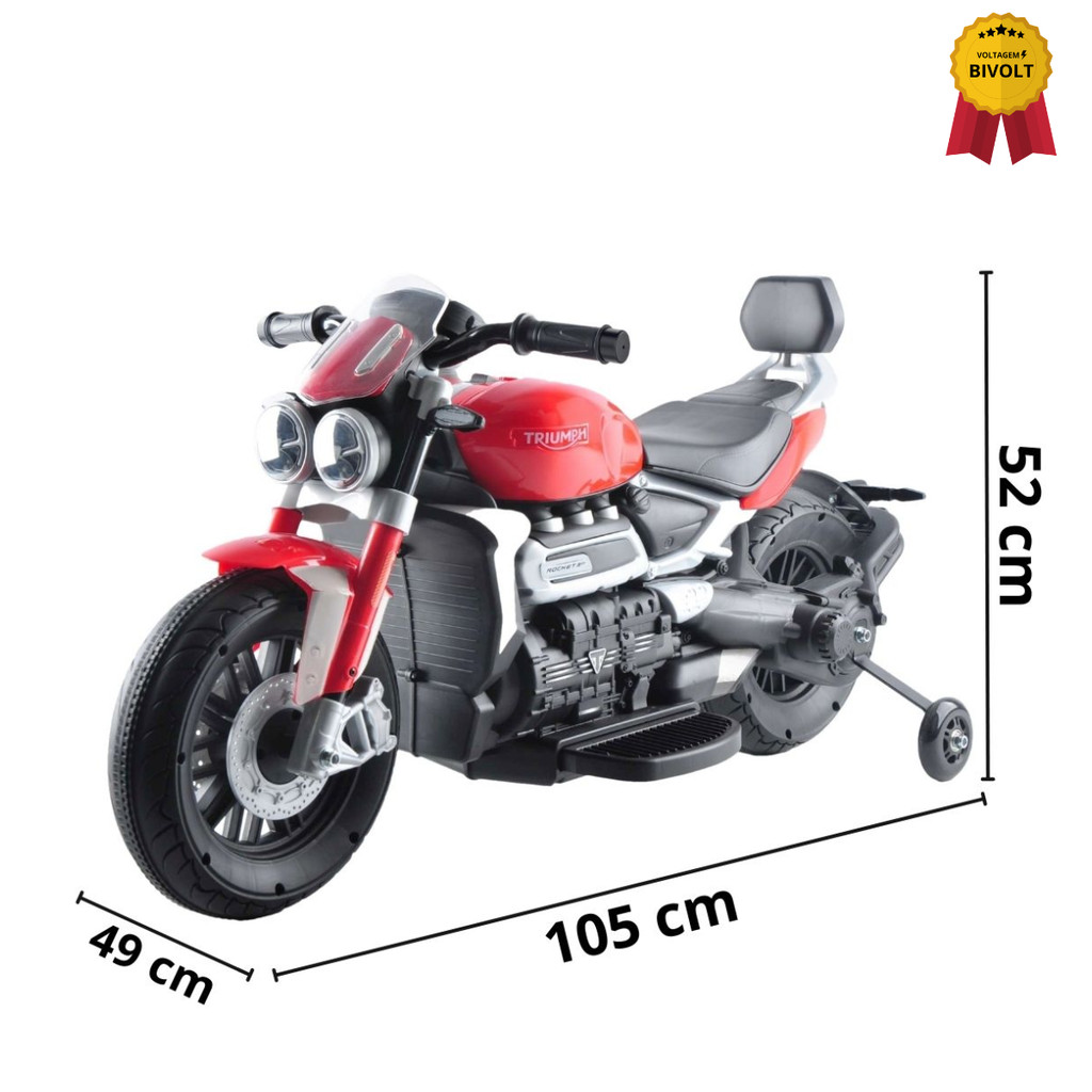 Mini Moto Eletrica 6v Triumph Rocket 3gt Vermelho Importway — imagem 2 de 2
