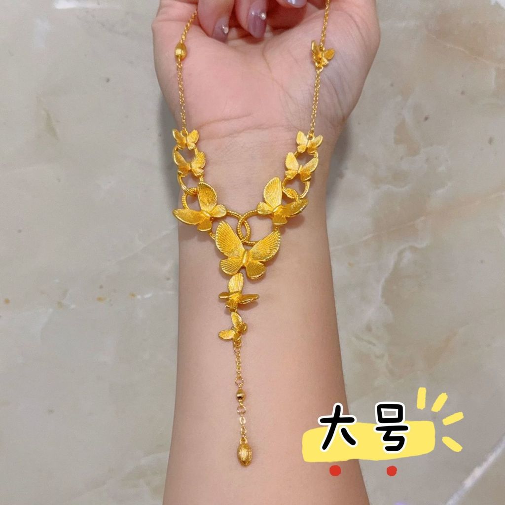 Colar de ouro estilo borboleta Sifeng com franjas, pingente de lua floral, colar de noiva banhado a ouro, acessório de p