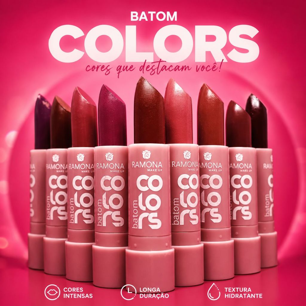 Batom Colors Ramona Make Up 3,8g Original | Escolha Sua Cor | Todas as Cores Disponíveis