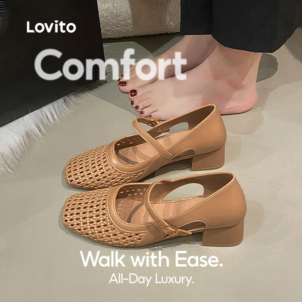 Lovito Elegante Saltos Minimalistas para mulheres. LFAS6013