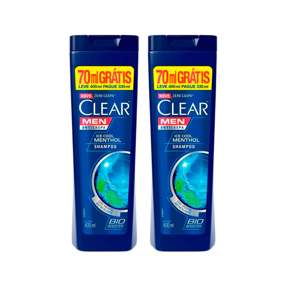 Kit Shampoo Clear Anticaspa Ice Cool Menthol 2 Unidades