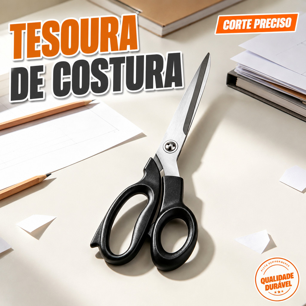 Tesoura Multiuso de Aço Inoxidável com Cabo Ergonômico e Durável para Escritório, Casa, Escola, Costura, Artesanato