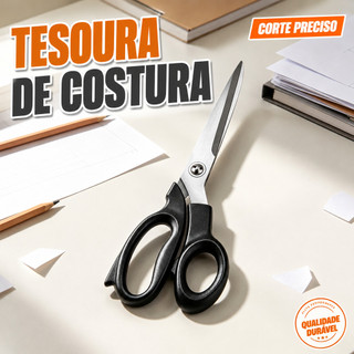 Tesoura Multiuso de Aço Inoxidável com Cabo Ergonômico e Durável para Escritório, Casa, Escola, Costura, Artesanato