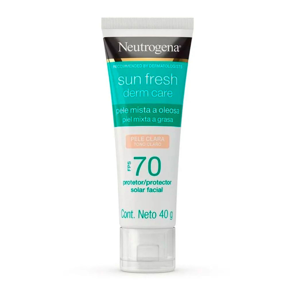Protetor Solar Facial Neutrogena Sun Fresh Derm Care FPS 70 Pele Clara 40g