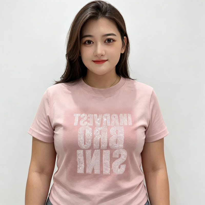 [Roupas femininas plus size] Camiseta Casual solta 150kg pode usar 150kg Roupas femininas plus size Fat mm Cover Flesh S
