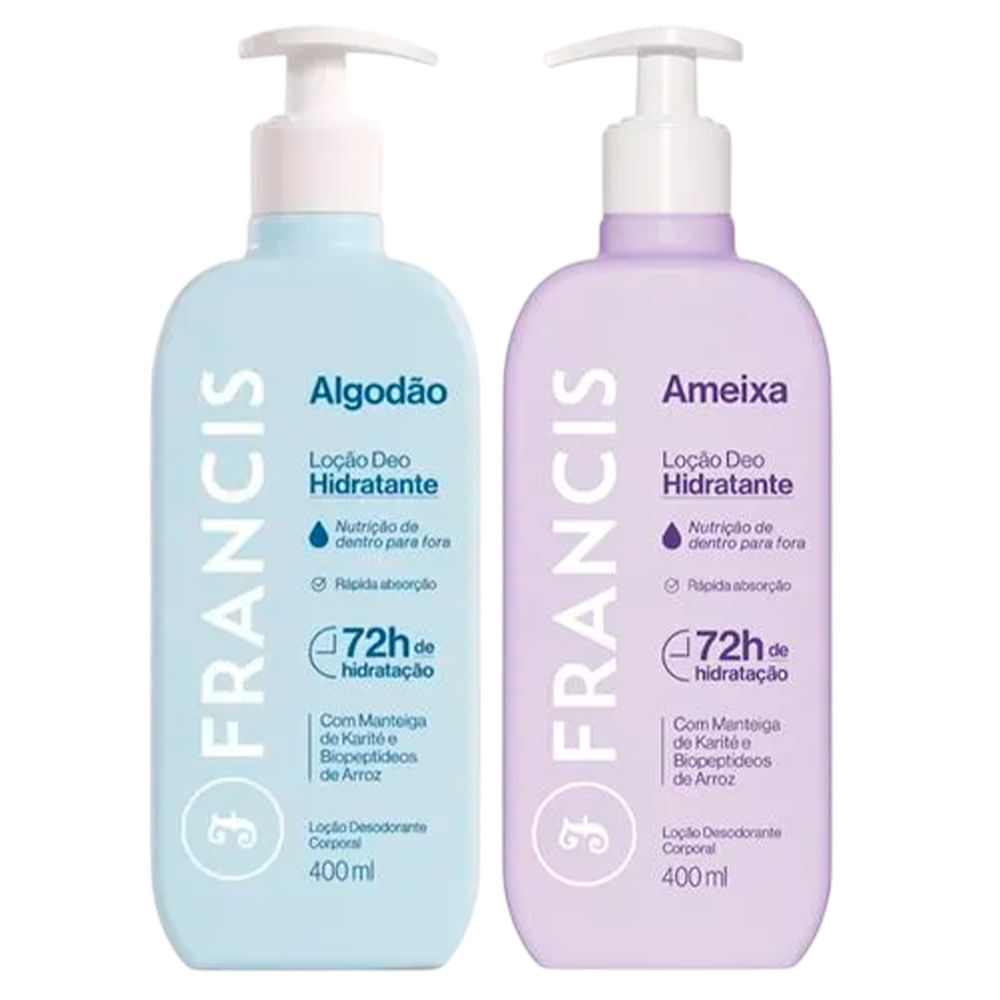 Kit Francis Loções Hidratantes Algodão e Ameixa 400ml