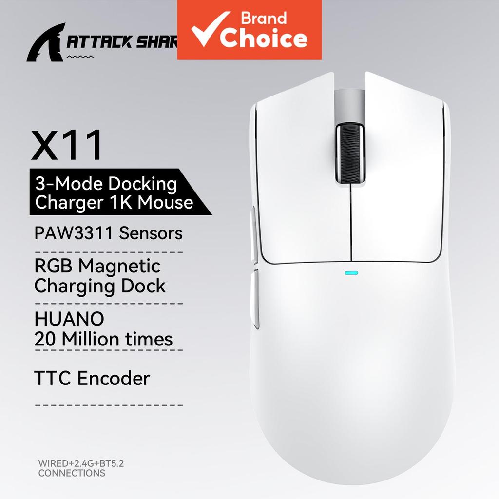 Mouse Gamer Sem Fio Bluetooth 3 Modos Shark Attack X11 – Ultra Leve, Sensor PAW3