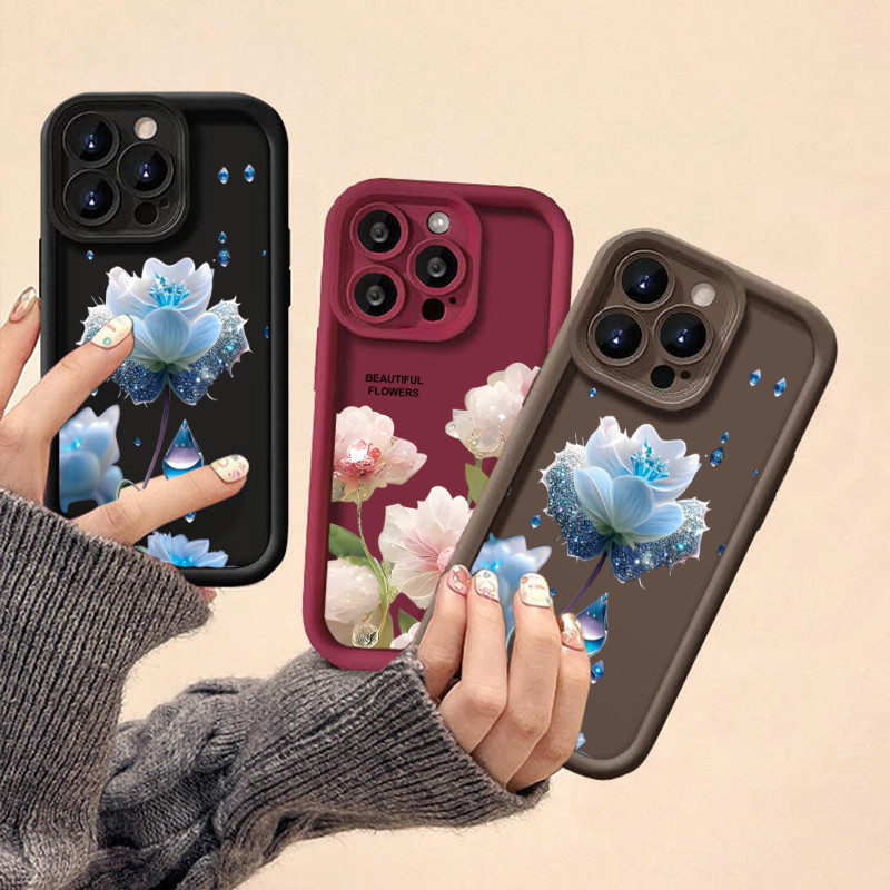 Linda Capa De Telefone Com Impressão Floral Para Samsung Galaxy A07 A17 A27 A37 A57 A06 A16 A26 A36 A56 5G 4G Silicone M