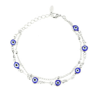 PULSEIRA OLHO GREGO 2 VOLTAS FOLHEADA EM RÓDIO BRANCO CECILIA