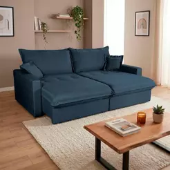 Sofá Cama Lume Sem Caixa 1,90m Linho Azul - King House