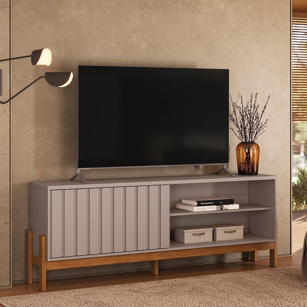 Rack para Tv até 75 Polegadas Bancada New Aurora Grigio Marrom Canela Grigio/Canela