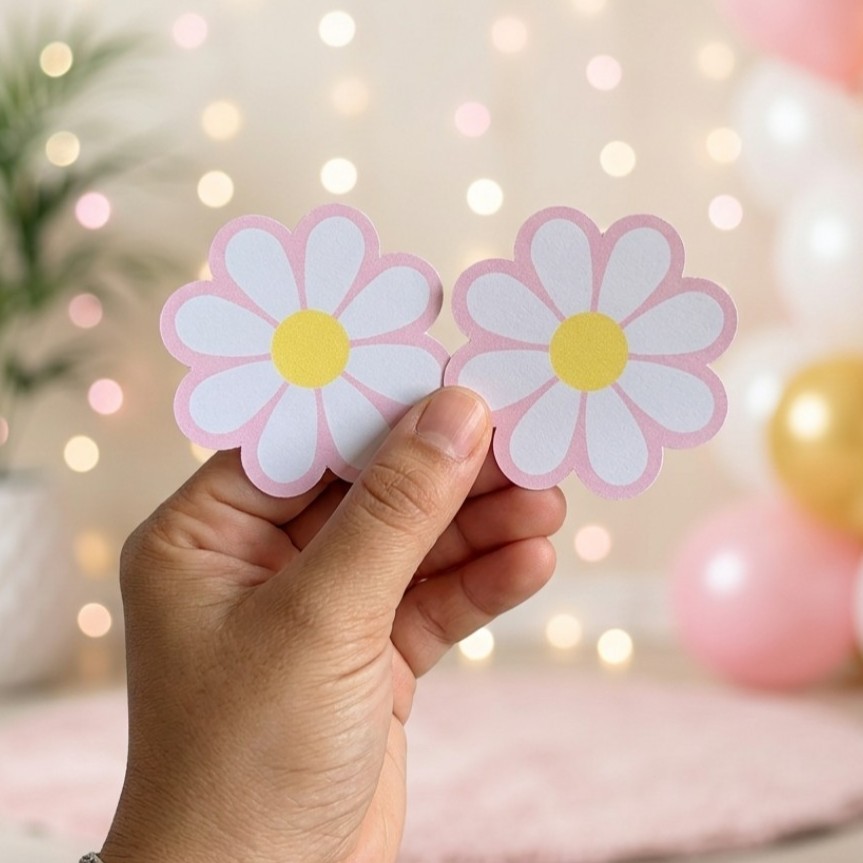 20 Apliques 5cm Margaridas ROSA tubetes kit festa lembrancinhas aniversario mimos adesivo personalizados