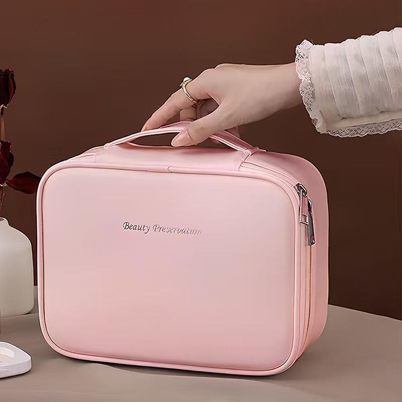 Bolsa de Maquiagem para Viagem, Grande Capacidade, para Mulheres, Organizador de Maquiagem Portátil e Impermeável com Di