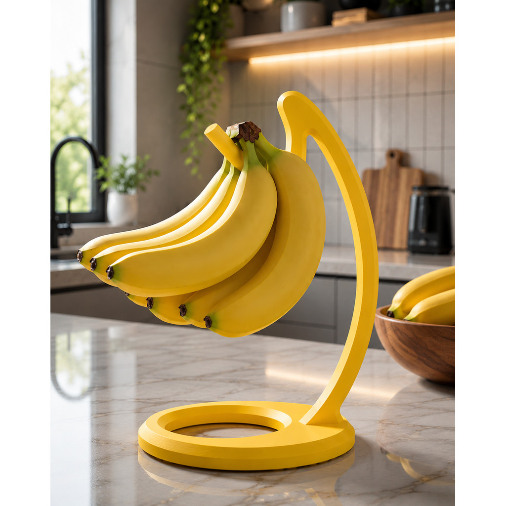 Suporte Mesa Fruteira Gancho para Pendurar Bananas Multiuso Preto