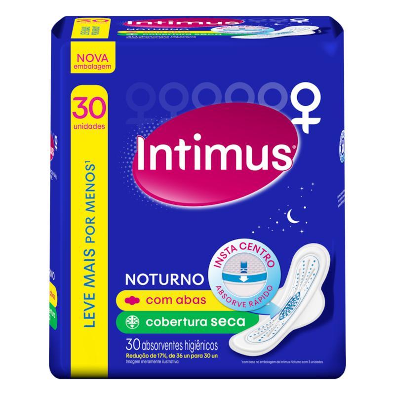 Absorvente Intimus Noturno Com Abas Cobertura Seca 30un