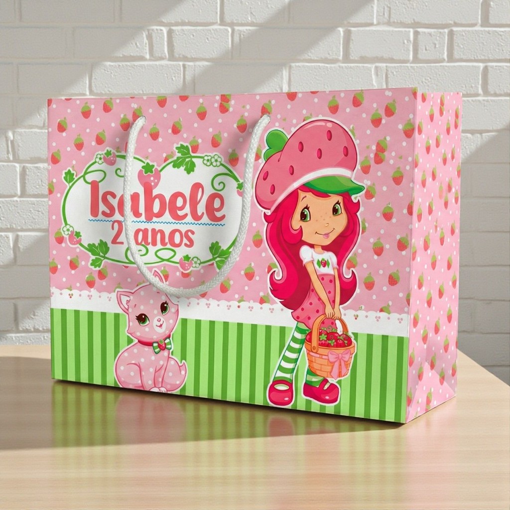 SACOLA MORANGUINHO Personalizado | Sacolinha | Lembrancinha | Mimos | Aniversário MORANGUINHO