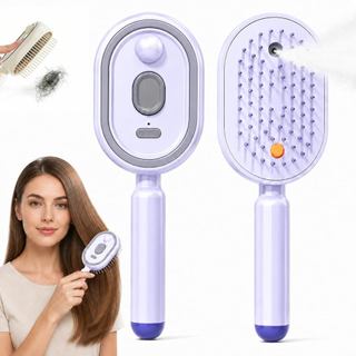 2026 Nova Escova a Vapor Elétrica para Cabelo, Escova de Cabelo Recarregável 3 em 1 com Limpeza Automática e Spray de Ág