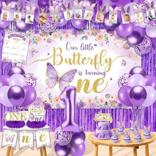 Decorações de Primeiro Aniversário com Tema de Borboleta para Menina, Decorações de Festa de 1º Aniversário, Faixa de Fu