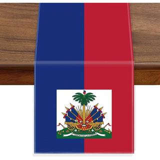 Caminho de Mesa de Veludo Haitiano, Toalha de Mesa com Bandeira do Haiti, Toalha de Mesa de Textura Macia para Decoração