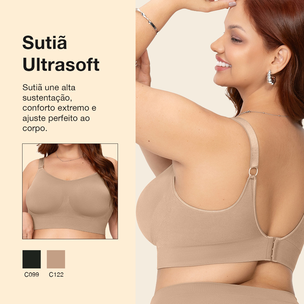 Sutiã Anatômico Plus Size com Bojo Leve Alças Largas e Reguláveis Preto — imagem 2 de 2