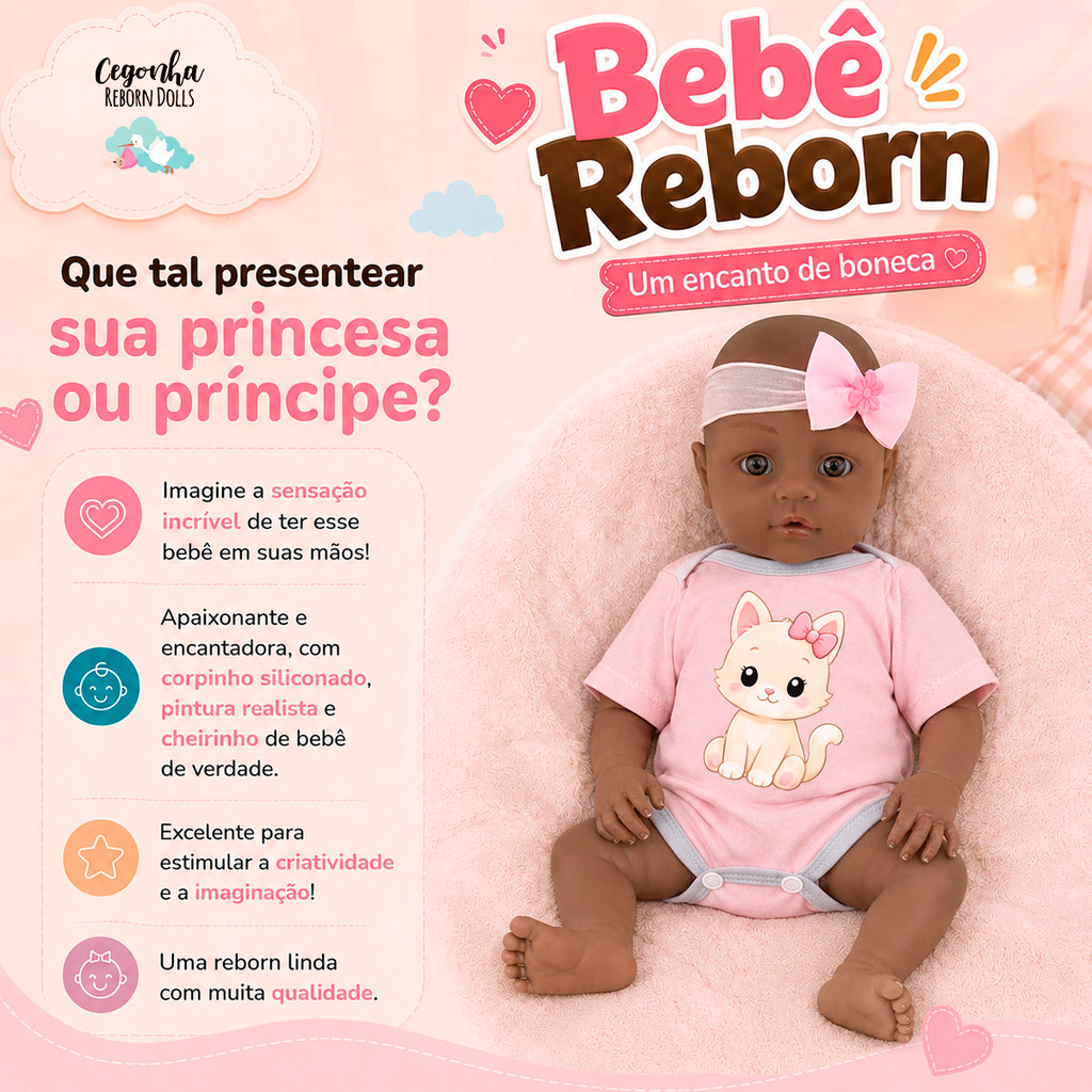 Boneca Reborn Bebê Negra Realista Corpo Vinil Macio E Itens — imagem 2 de 2