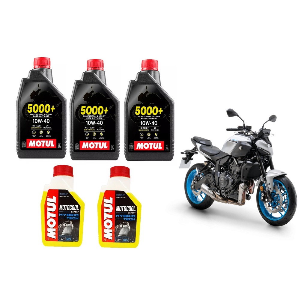 KIT TROCA ÓLEO MOTO 3 MOTUL 5000+ 10W40 4T + 2 MOTOCOOL YAMAHA MT07