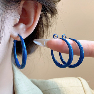| 【cartelas de brincos feminino】 | kit brinco aço inoxidável ✽Agulha de prata Klein azul brincos exagerados estilo Hong