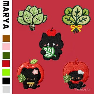 Patch de tecido autoadesivo com desenho de gatinho preto, patch bordado sem costura, patch para reparo de roupas, reparo