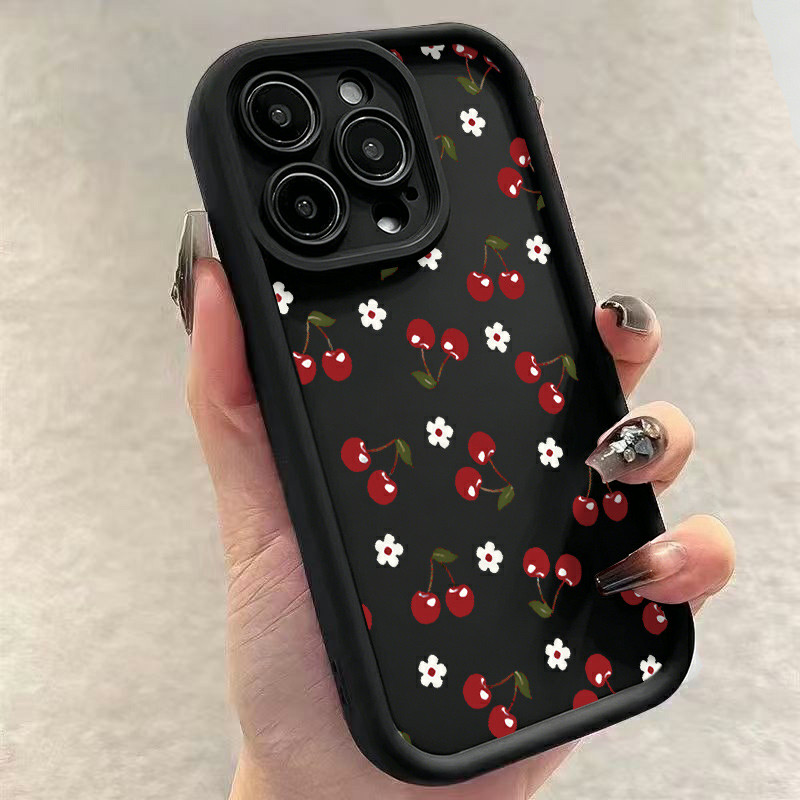 Capa Para iPhone 13 12 11 14 15 16 17 pro max Cereja vermelha Silicone Anti-impact Frete Grátis,Envio 24h — imagem 2 de 2