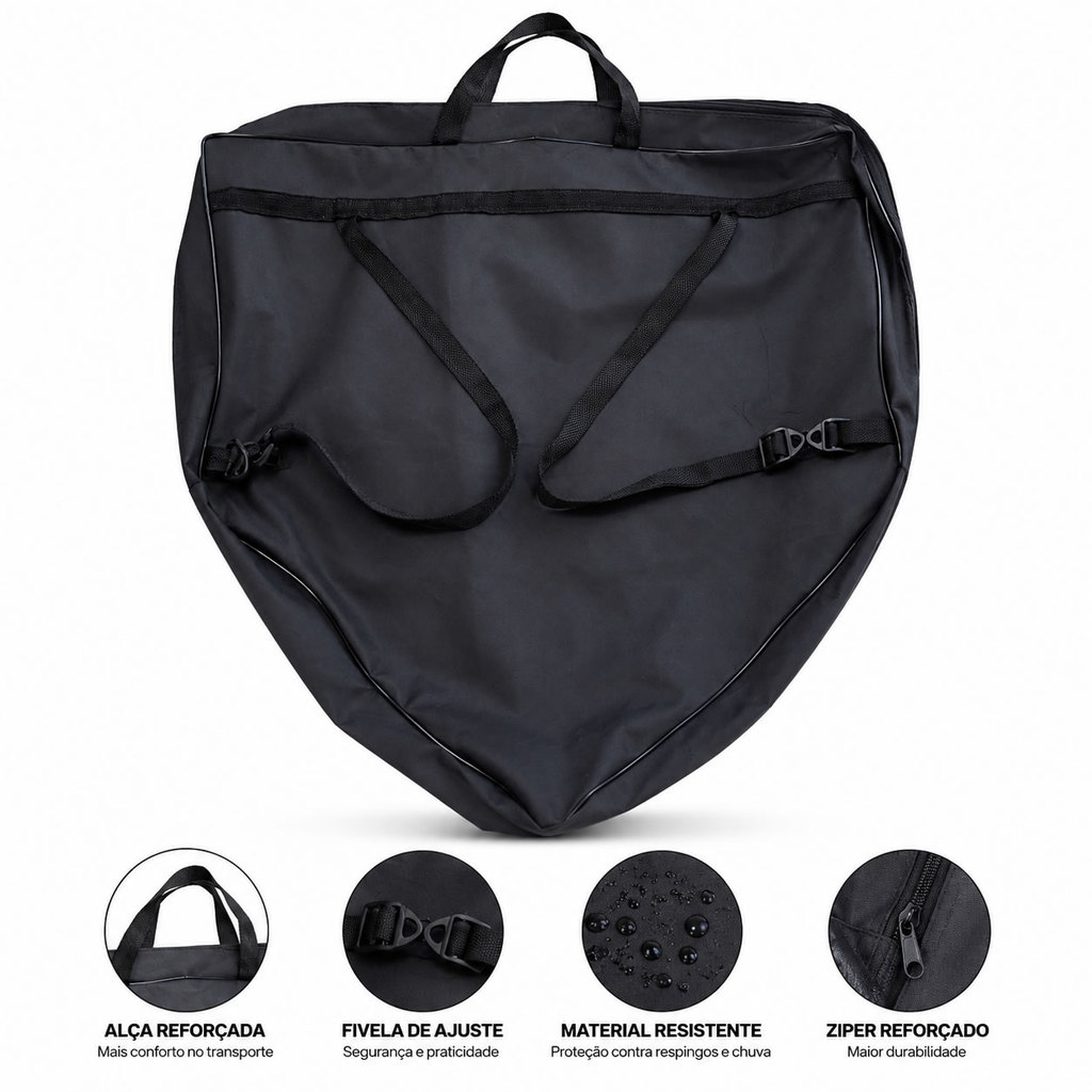 Bolsa para Pipas Raias Lisa Preta com Alça de Ombro e Mão  Impermeável Resistente Transporte
