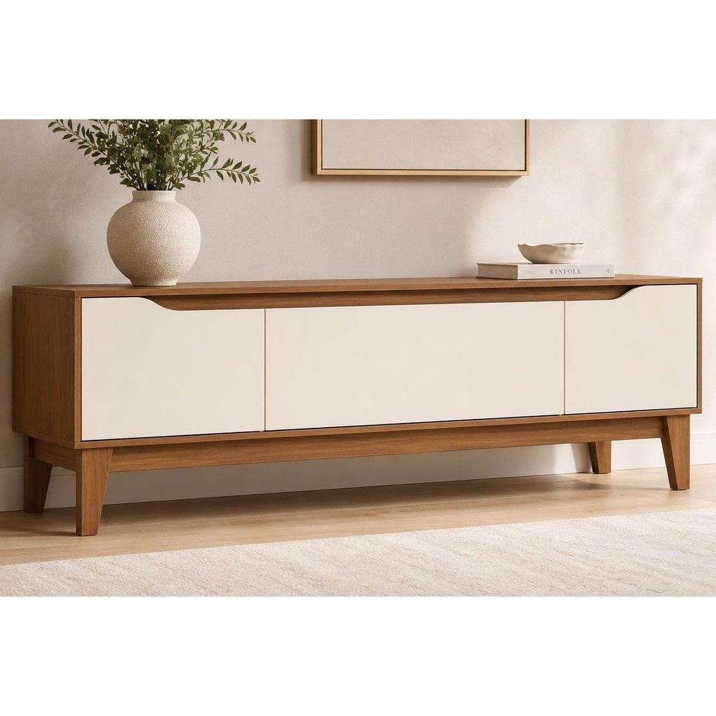 Rack Bancada p/ TV 55 Pol Veneto 160cm Cinamomo/OffWh Henn