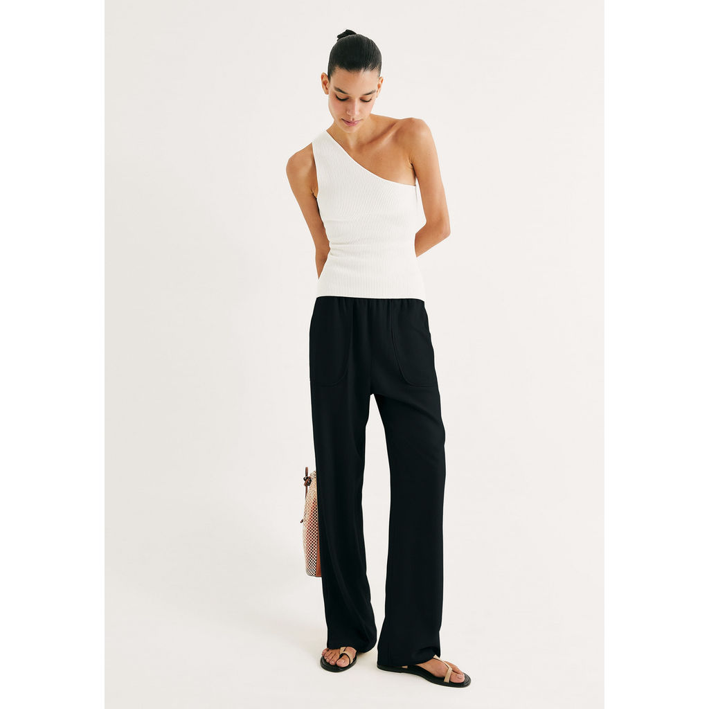 Calça Feminina Carrot Cintura Alta Em Viscose Creponada