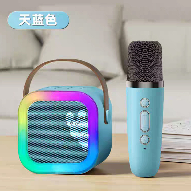 K K12 alto-falante sem fio Bluetooth k canção tudo-em-um máquina portátil ao ar livre casa estéreo microfone duplo Subwo
