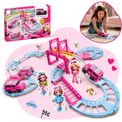 Pista De Carrinhos Infantil Com Rampas Elevador Garagem Brinquedo Educativo Montável Completo Rosa Kizumba