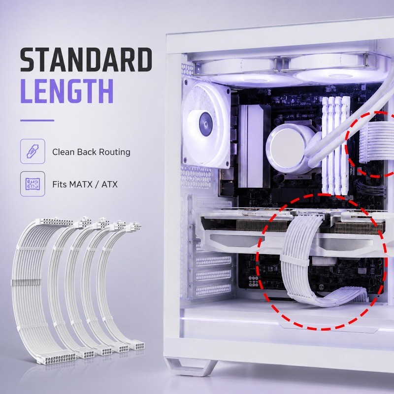 Cabo De Extensão PSU Para Caixa De Computador-Manga Premium De Fio-Com Pentes De-Acessórios Comprimento 320 Mm-ATX-24Pin