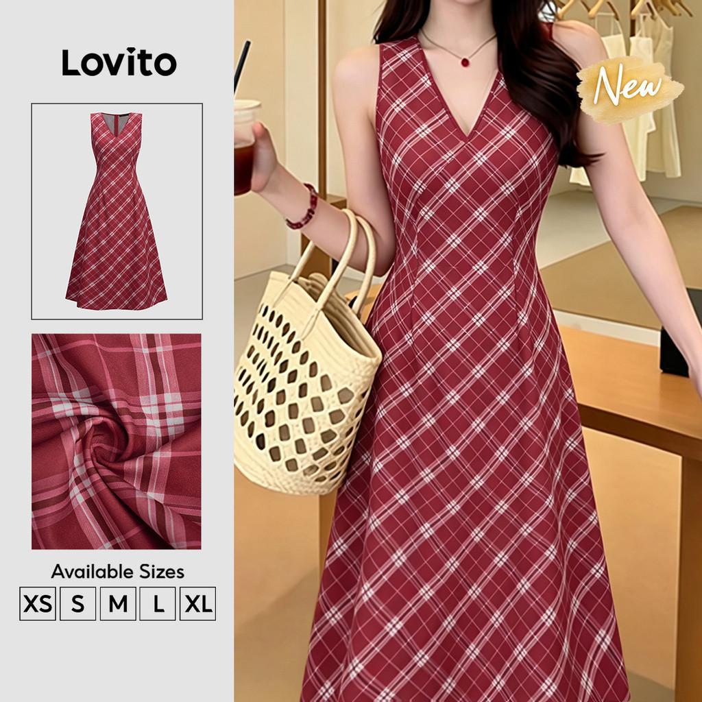 (New Arrival) Lovito Vestido Casual com Zíper Primavera/verão Vestido Vermelho para Mulheres LK7ED450