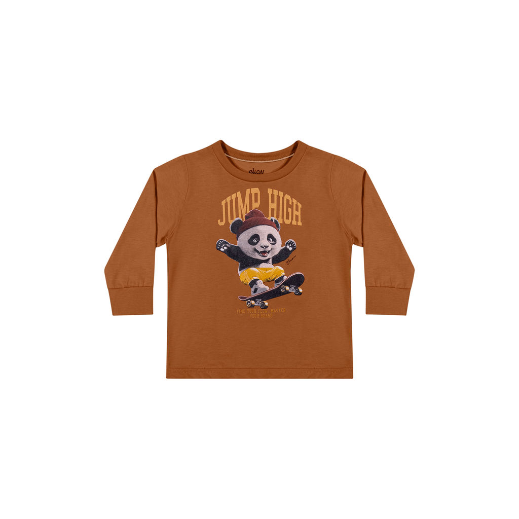 Camiseta Manga Longa Bebê Menino Bichos Elian Marrom
