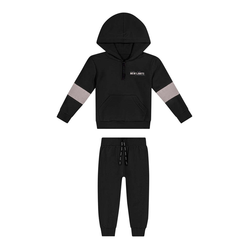 Conjunto Infantil Menino Gola Com Zíper Colorittá Preto