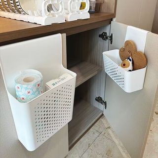 Novo estilo caixa de armazenamento para porta de armário, fixado na parede, gengibre, alho, tempero, cesta suspensa, pra