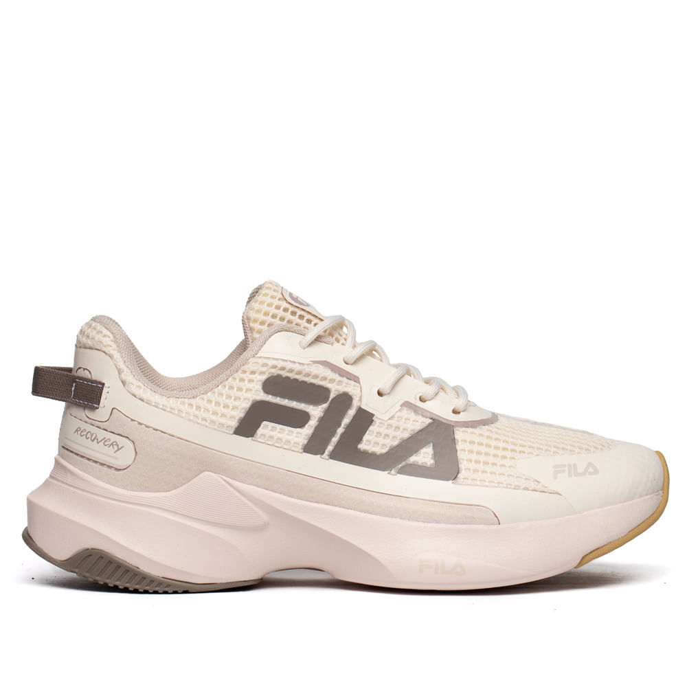 Tênis Feminino Fila Recovery Corrida Bege/Rosa Claro
