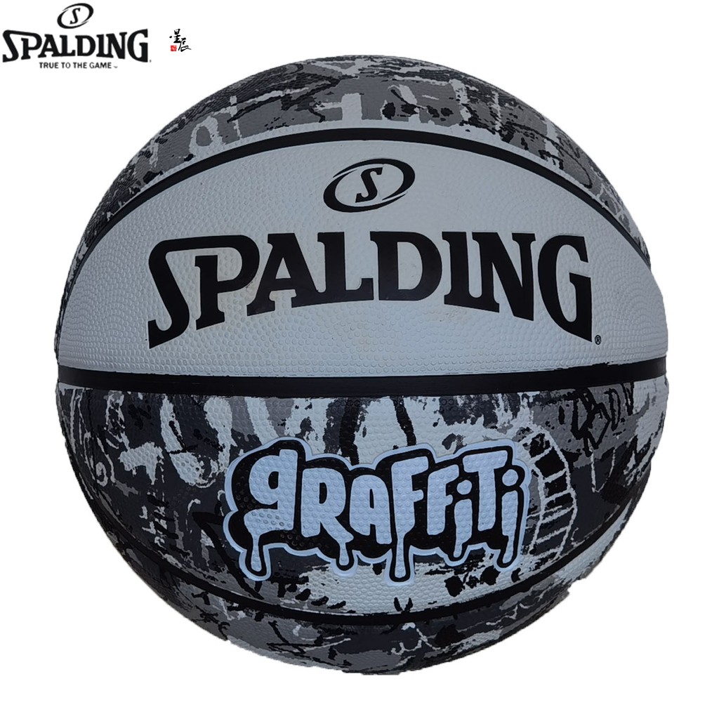 Spalding Oficial Street Graffiti No. 7 bolas adulto preto branco competição cimento piso borracha resistente ao desgaste