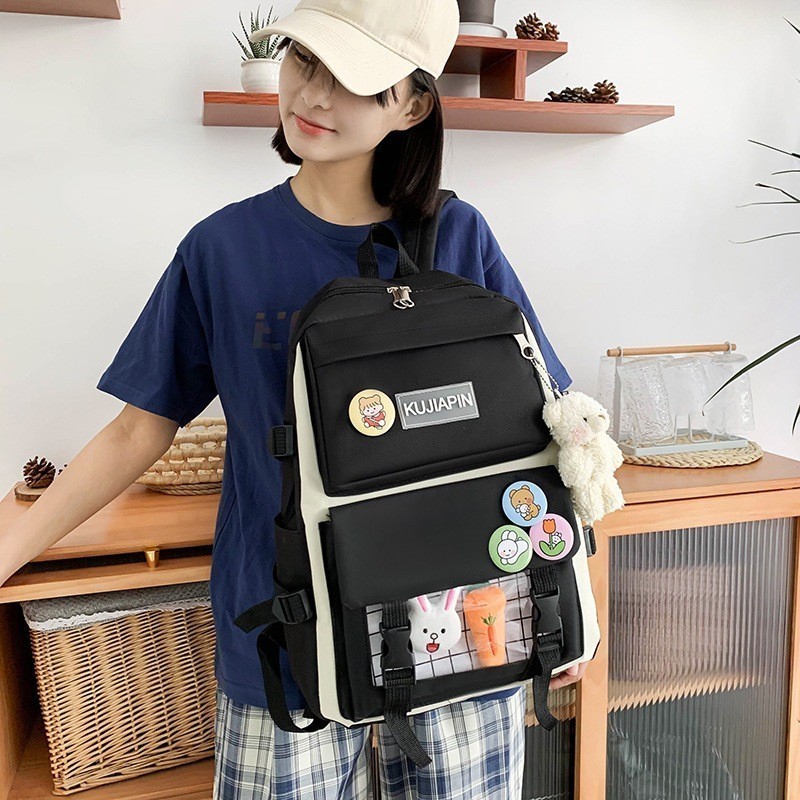 Kit Com 4 Peças De Mochila Escolar Grande Unissex, Estilo Campus, Mochila Casual E Impermeável — imagem 2 de 2
