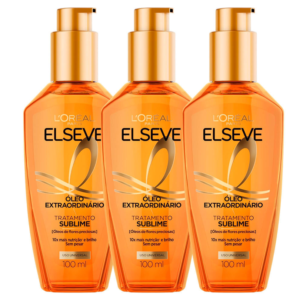 Kit Óleo Capilar Elseve Extraordinário 100ml - 3 Unidades