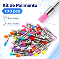 Kit 100pcs Escova Nylon para Polimento de Precisão Taça e Ponta Haste Metálica Baixa Rotação Limpeza e Acabamento