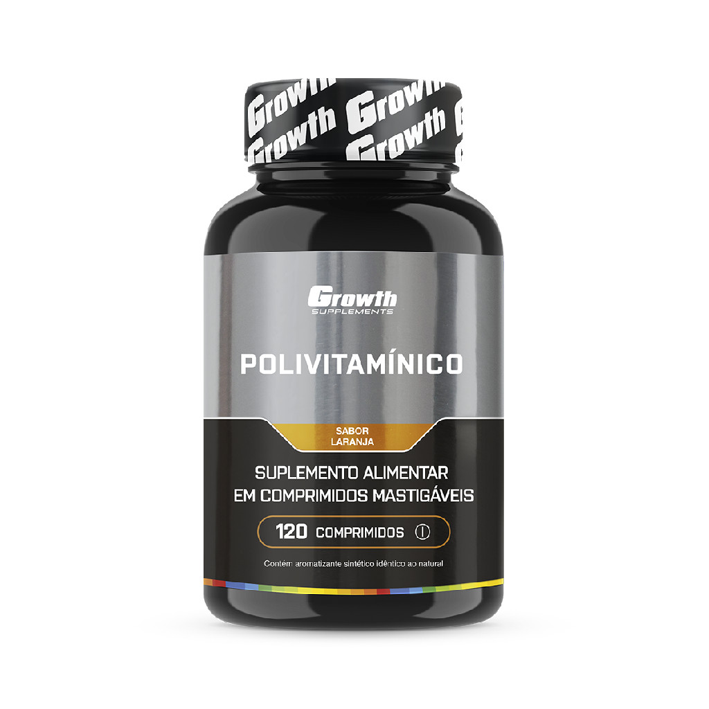 Polivitaminico Mastigável 120un. Growth Supplements- Laranja