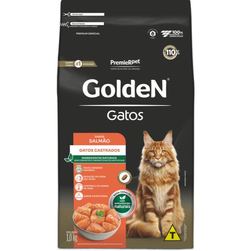 Ração PremieR GoldeN Para Gatos Castrados Salmão 1Kg