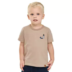 Camiseta Infantil Menino Navy Listrada Elian Marrom