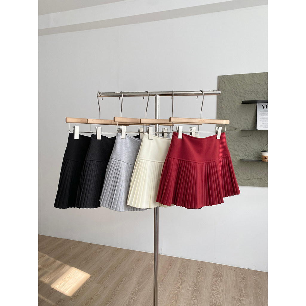 50% de desconto Oferta especial ~ Versão coreana moda cor sólida All-Match saia de meio comprimento feminina cintura alt