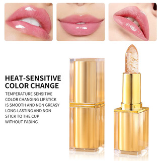 Folha de ouro cristal mudança de temperatura batom transparente geléia mudança de cor batom hidratante copo antiaderente