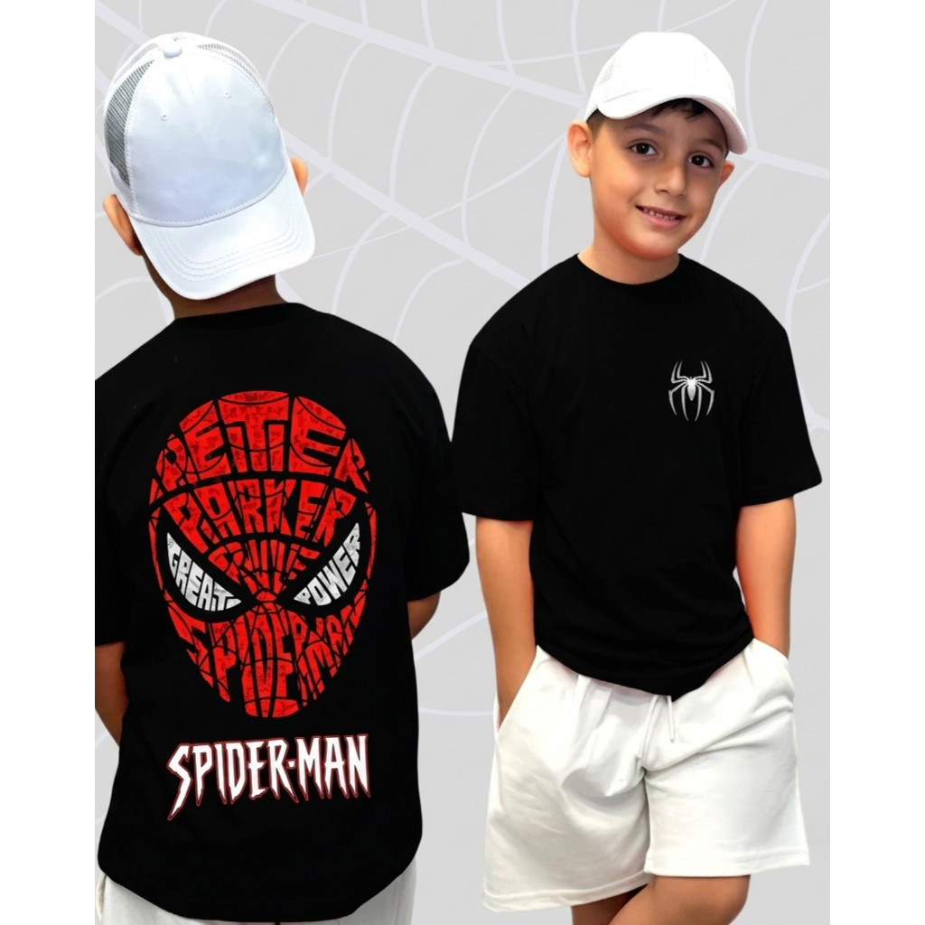Camiseta Infantil Homem Aranha Spider Man Menino Algodão Estampada Leve e Fresca Tamanhos 6 ao 14